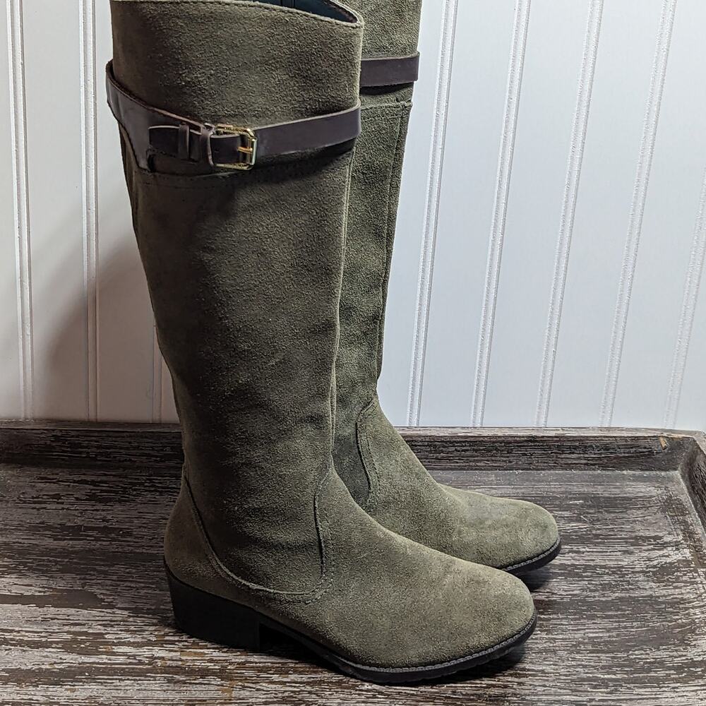 Audrey Brooke Women's Abadore Sage Leather Tall Heeled Boots Size 6M
